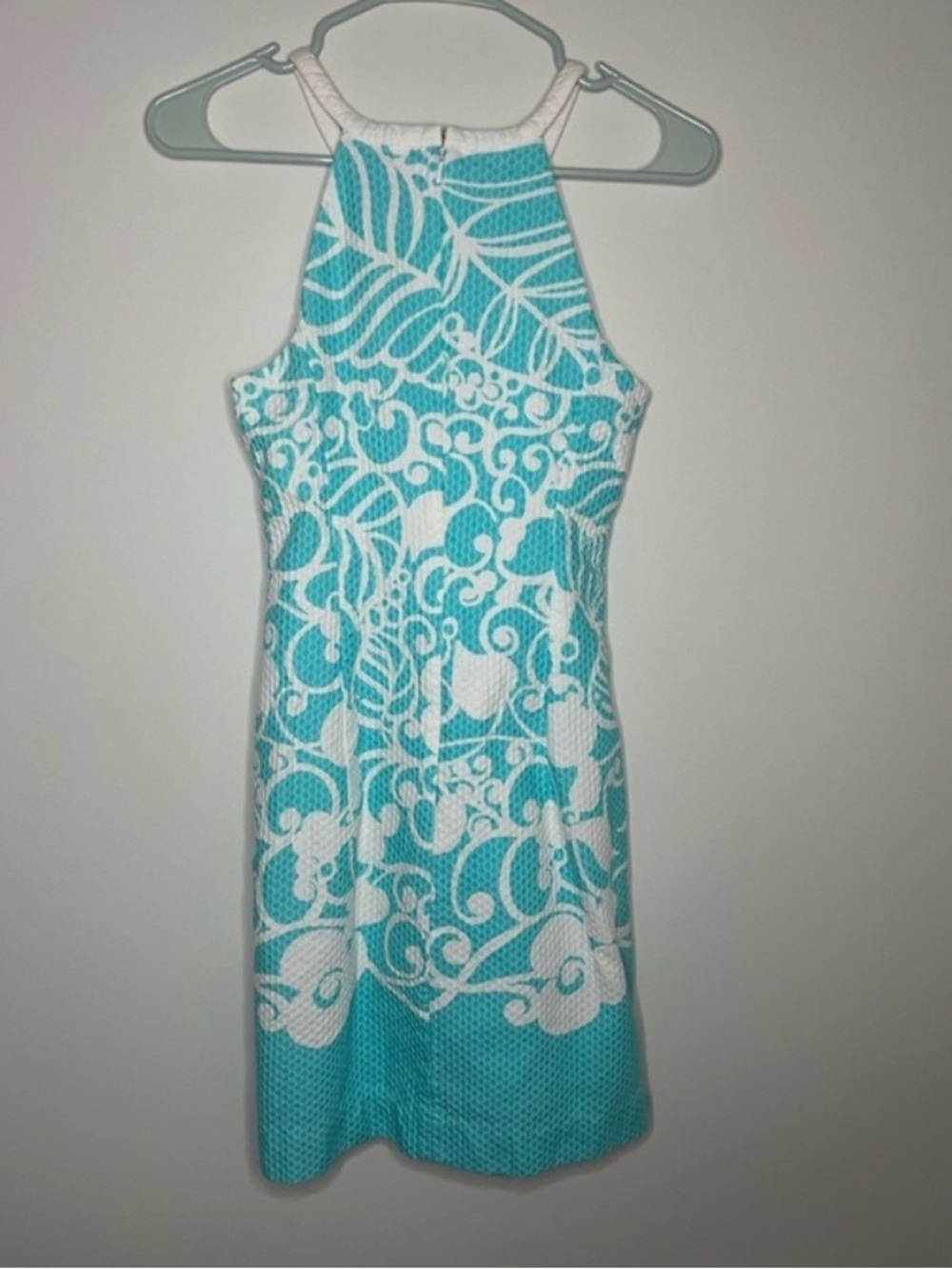 Lilly Pulitzer Pearl Cut Out Halter Shift Dress Size 2 turquoise White Beach - Picture 6 of 10
